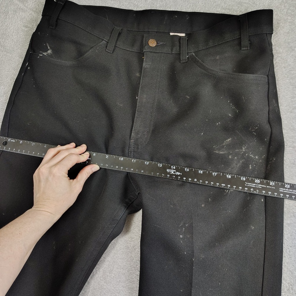 VTG 60's Levi's Pants Dacron Polyester Men's Pleated Black 38x30 Distress - Picture 15 of 16